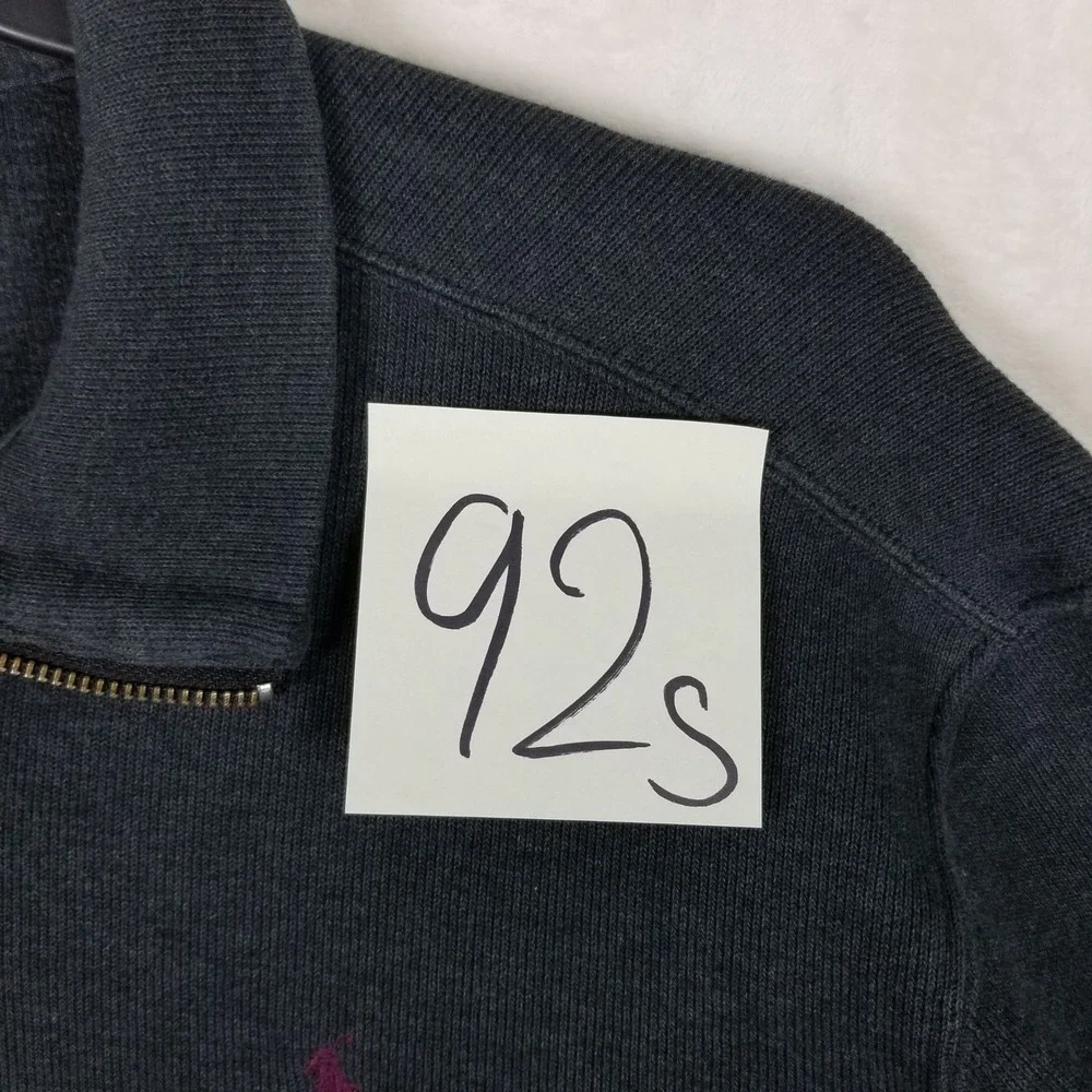 Polo Ralph Lauren Quarter-Zip Pullover Mens Large Charcoal Grey Cotton Sweater